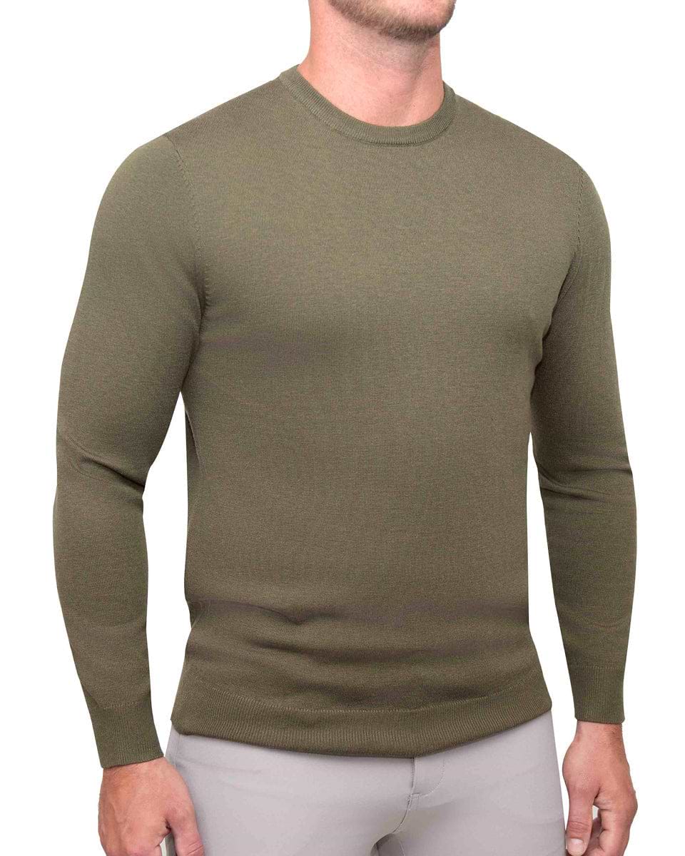 Mid-Weight Wool Crewneck - Olive