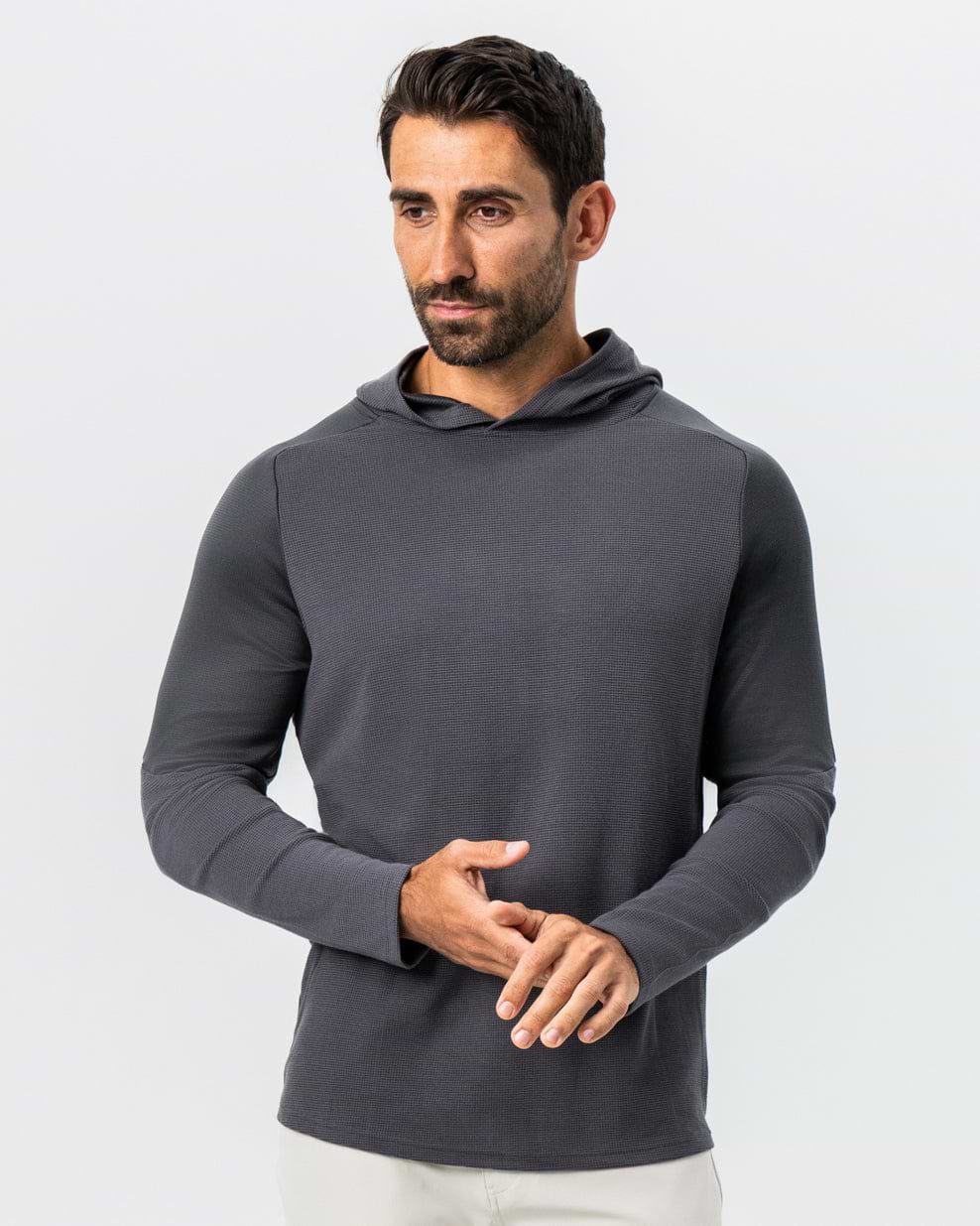 Waffle Knit Hoodie - Charcoal