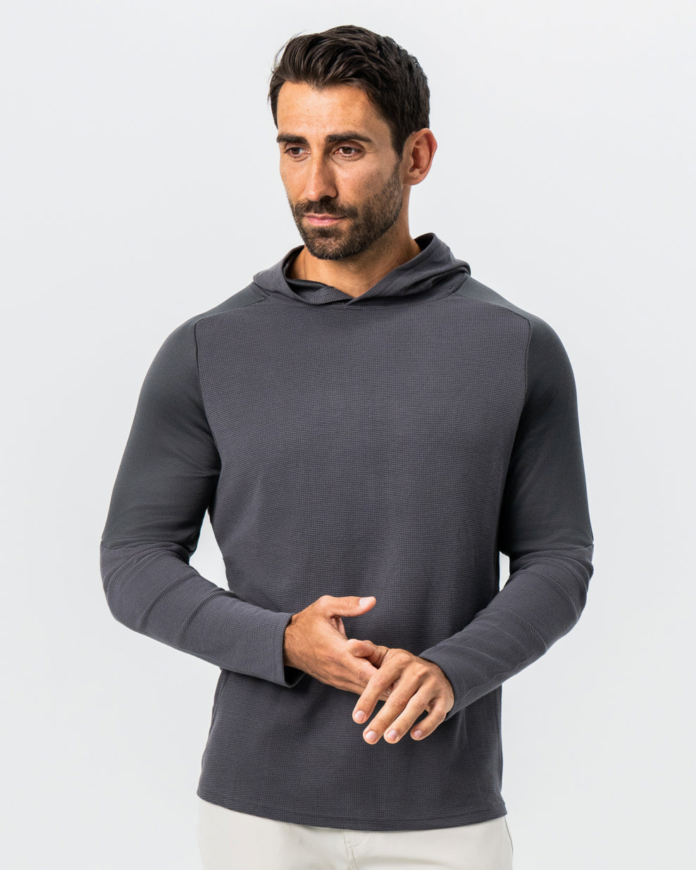 Waffle Knit Hoodie - Charcoal