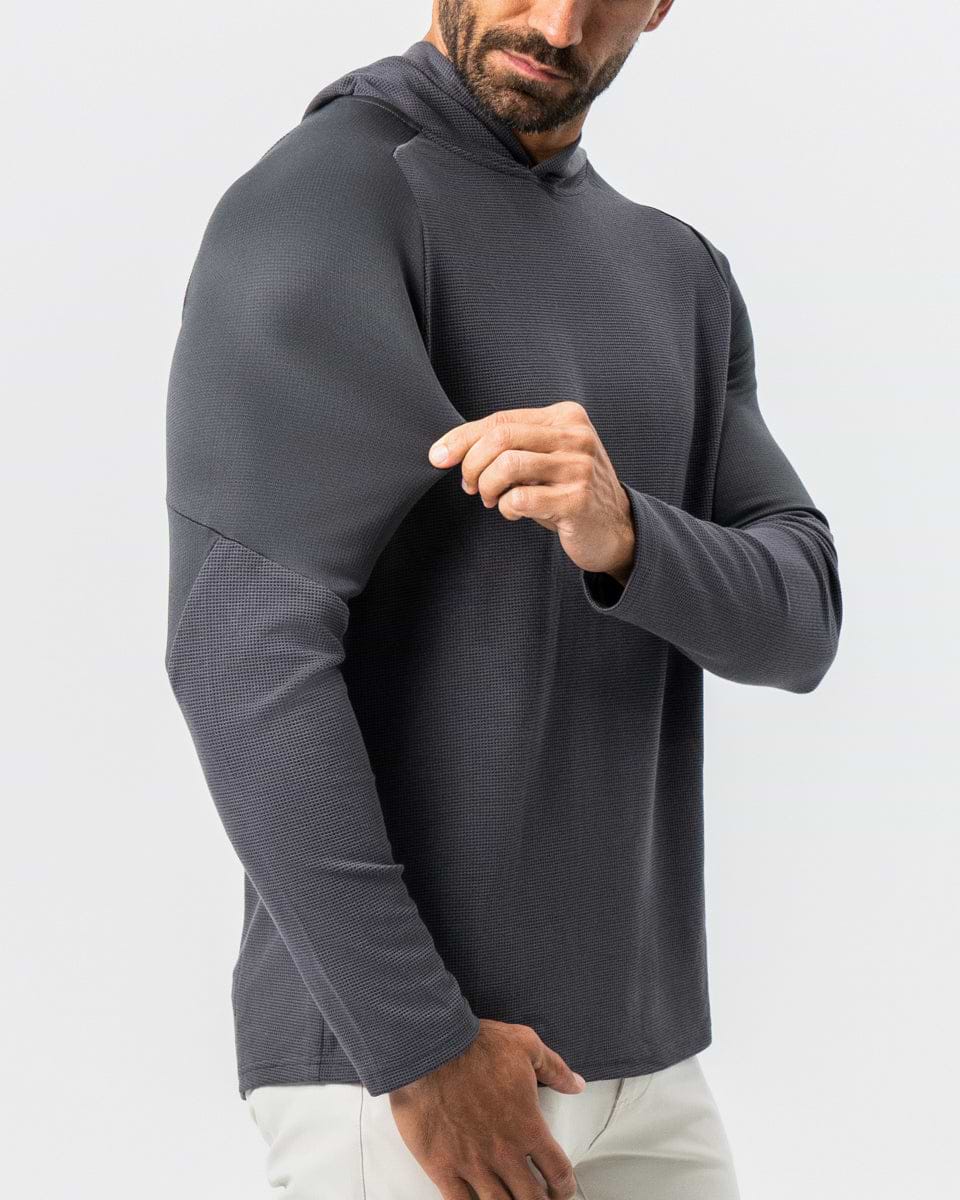 Waffle Knit Hoodie - Charcoal