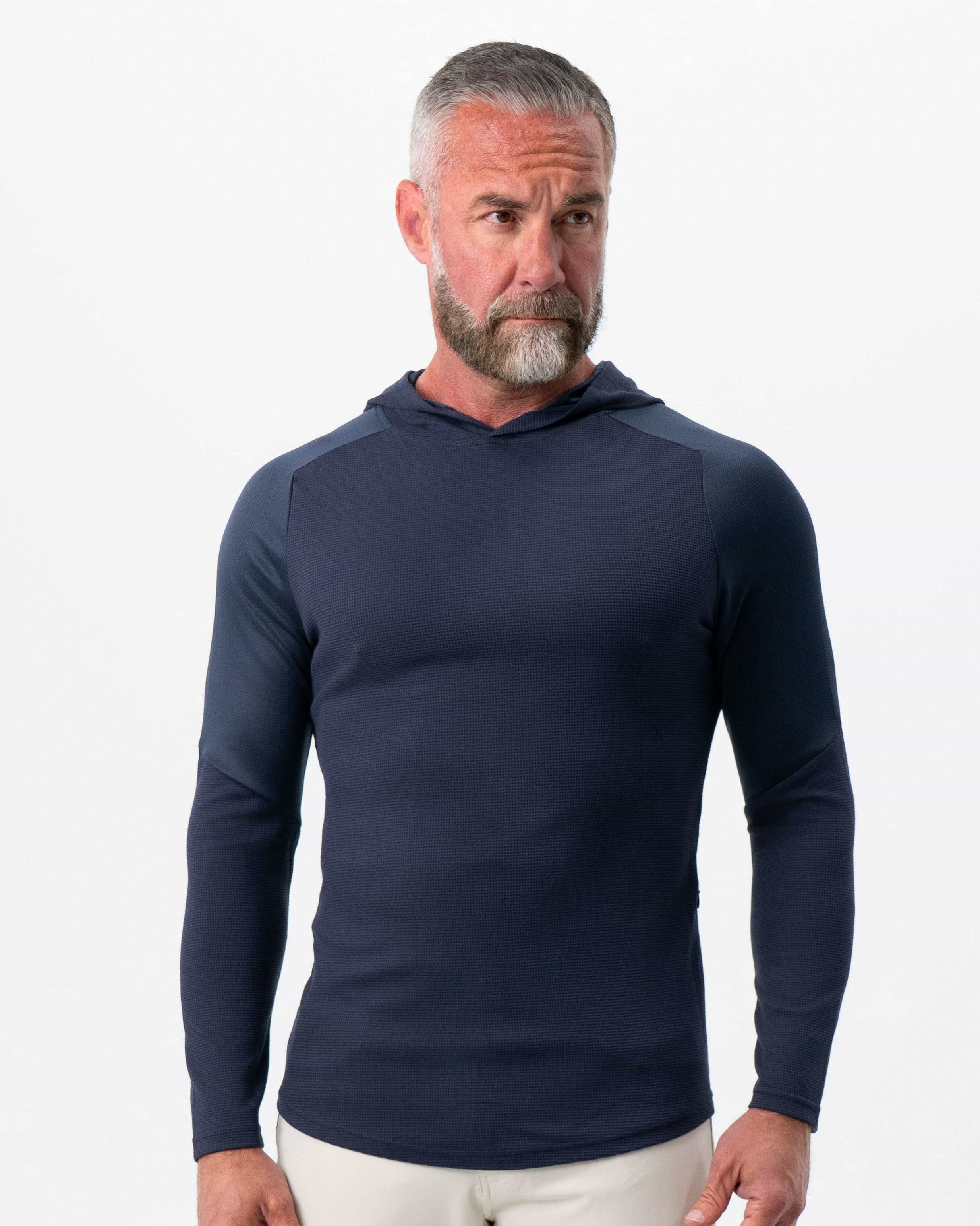 Waffle Knit Hoodie - Navy