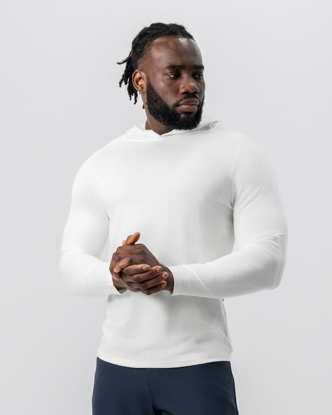 Waffle Knit Hoodie - Cream