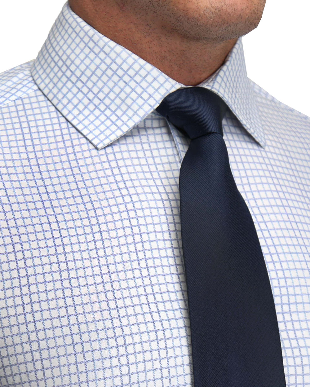"The Baxter" Blue Mini Line Patterned Windowpane - Classic Fit