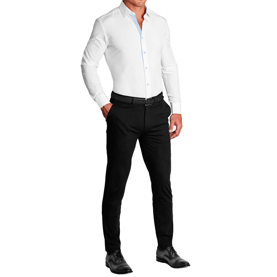 "The Briggs" Solid White with Light Blue Accents - Classic Fit