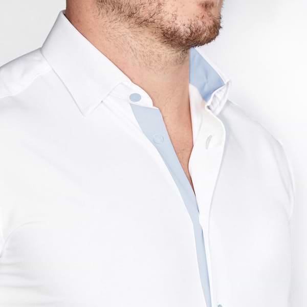 "The Briggs" Solid White with Light Blue Accents - Classic Fit