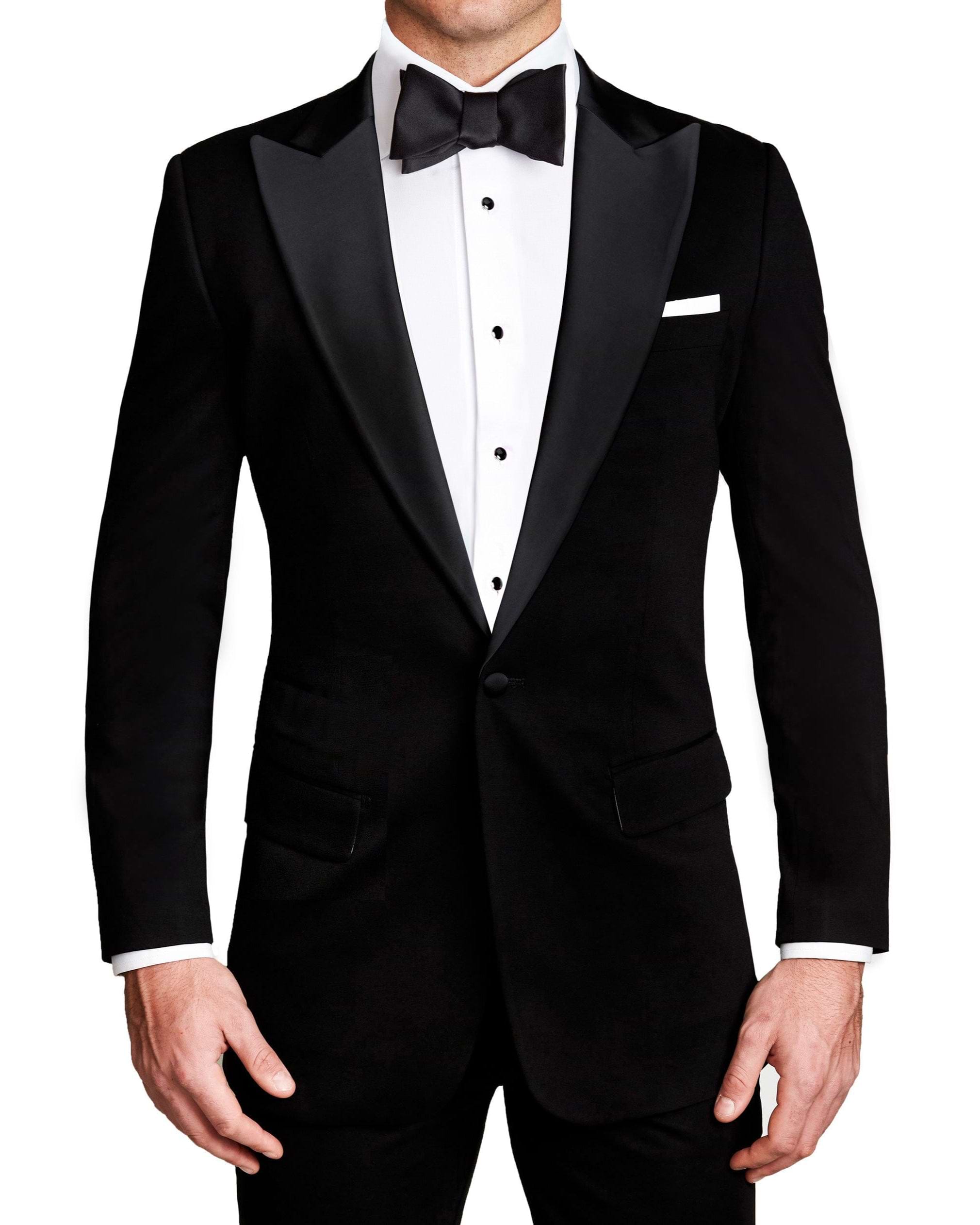 Athletic Fit Stretch Tuxedo - Black with Peak Lapel