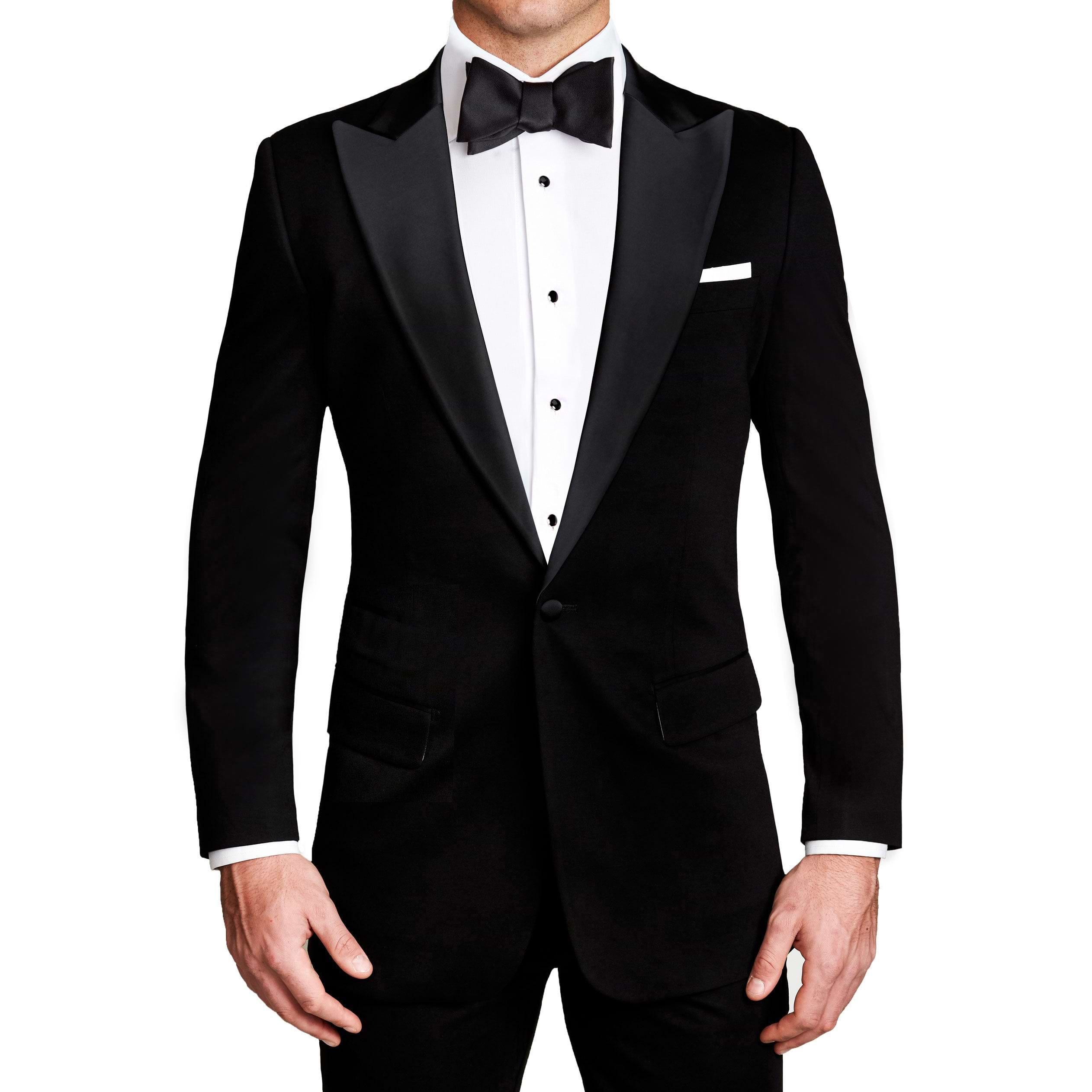 Athletic Fit Stretch Tuxedo - Black with Peak Lapel