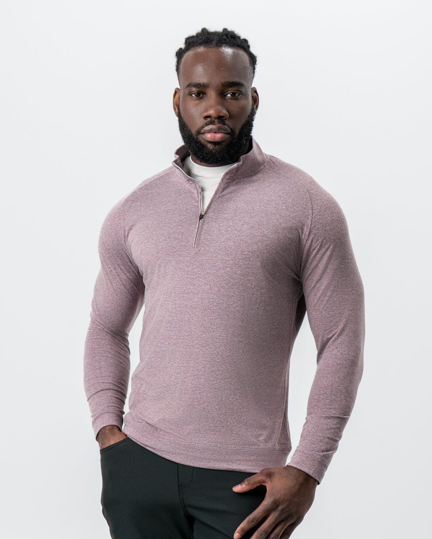 Tech Quarter Zip - Heathered Crimson