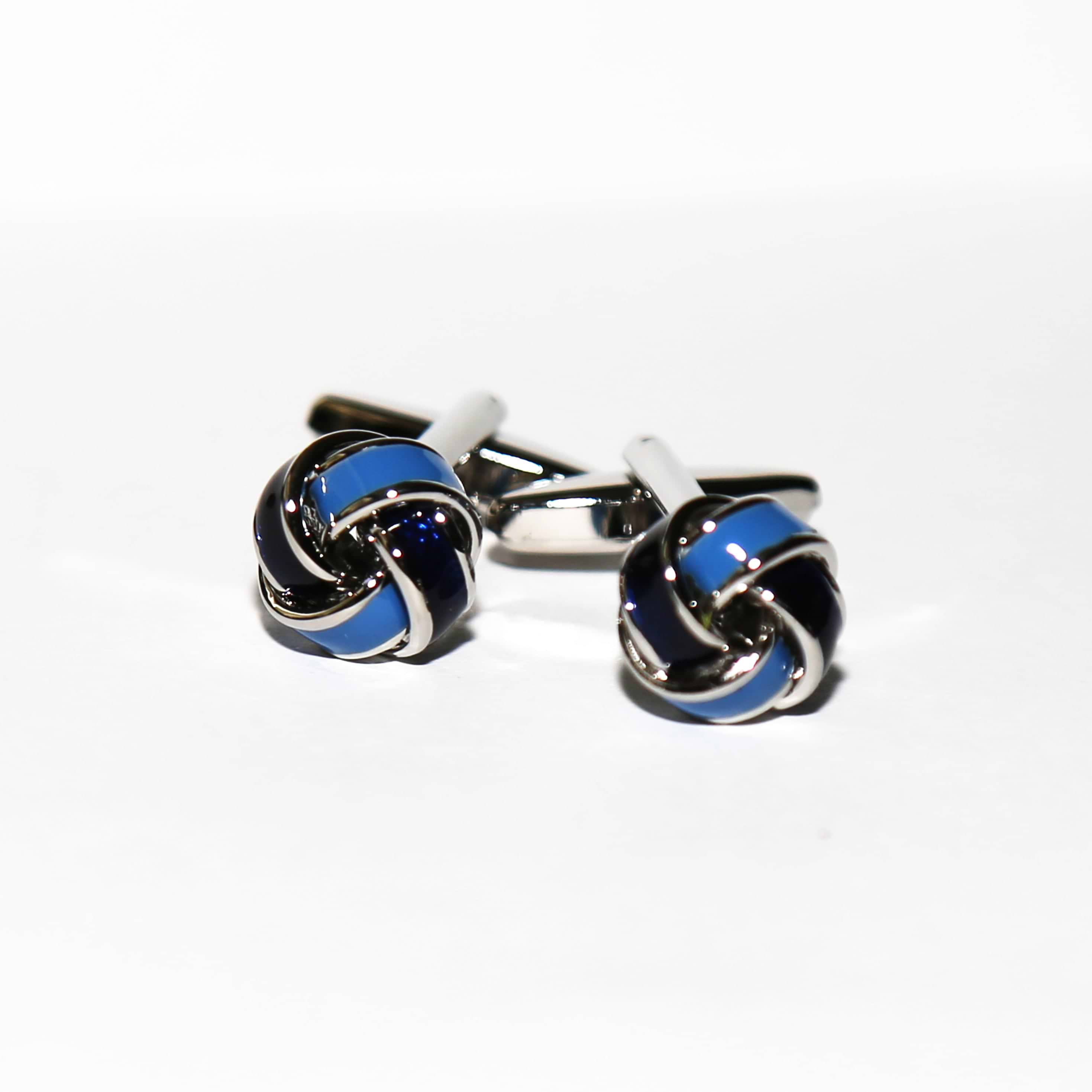 Navy & Light Blue Knot Cuff Links