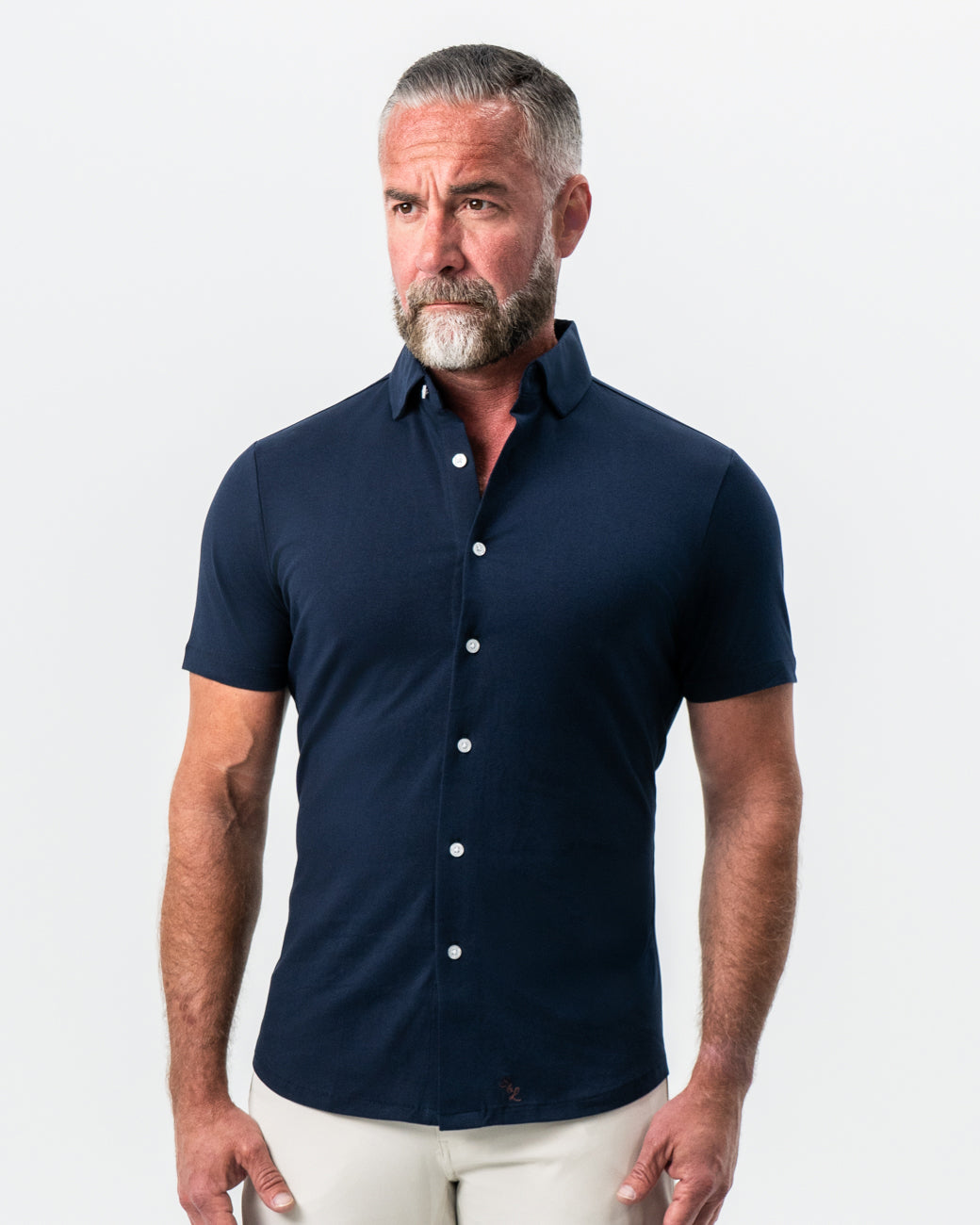 "The Hawkins" Navy Short Sleeve Button Down