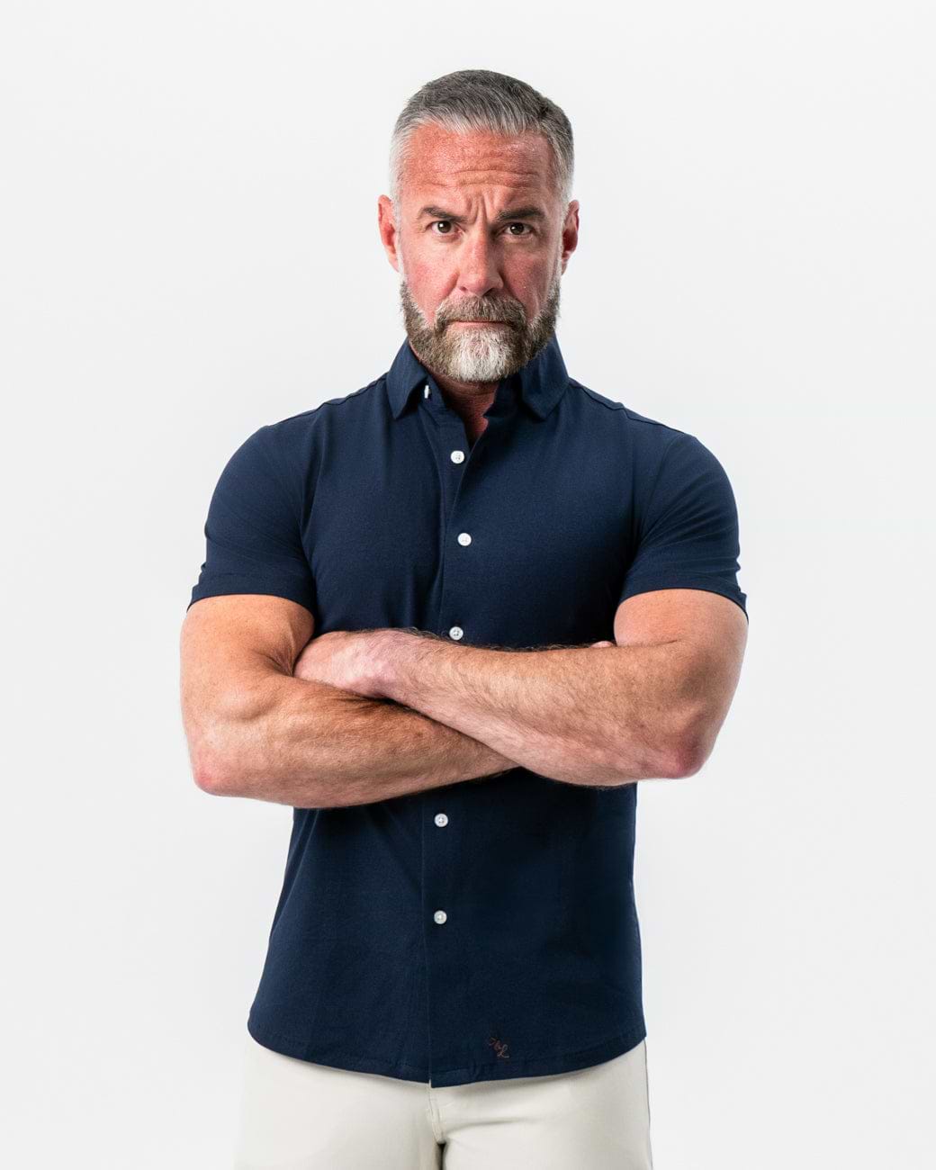 "The Hawkins" Navy Short Sleeve Button Down