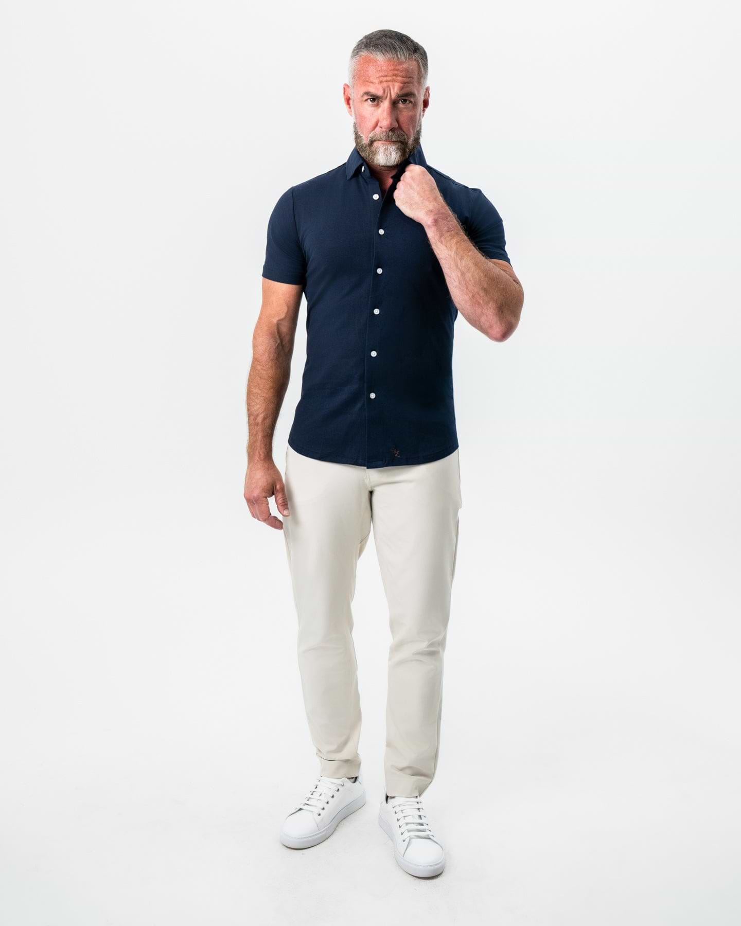 "The Hawkins" Navy Short Sleeve Button Down