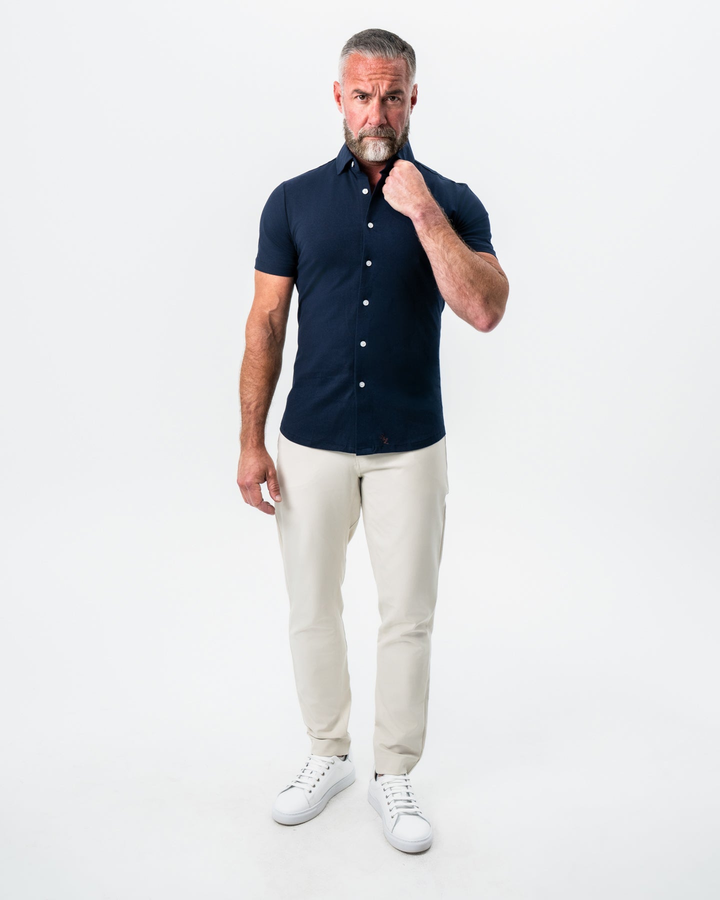 "The Hawkins" Navy Short Sleeve Button Down