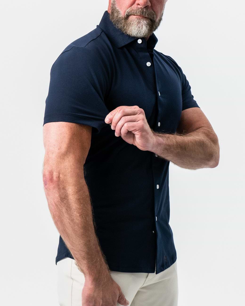 "The Hawkins" Navy Short Sleeve Button Down