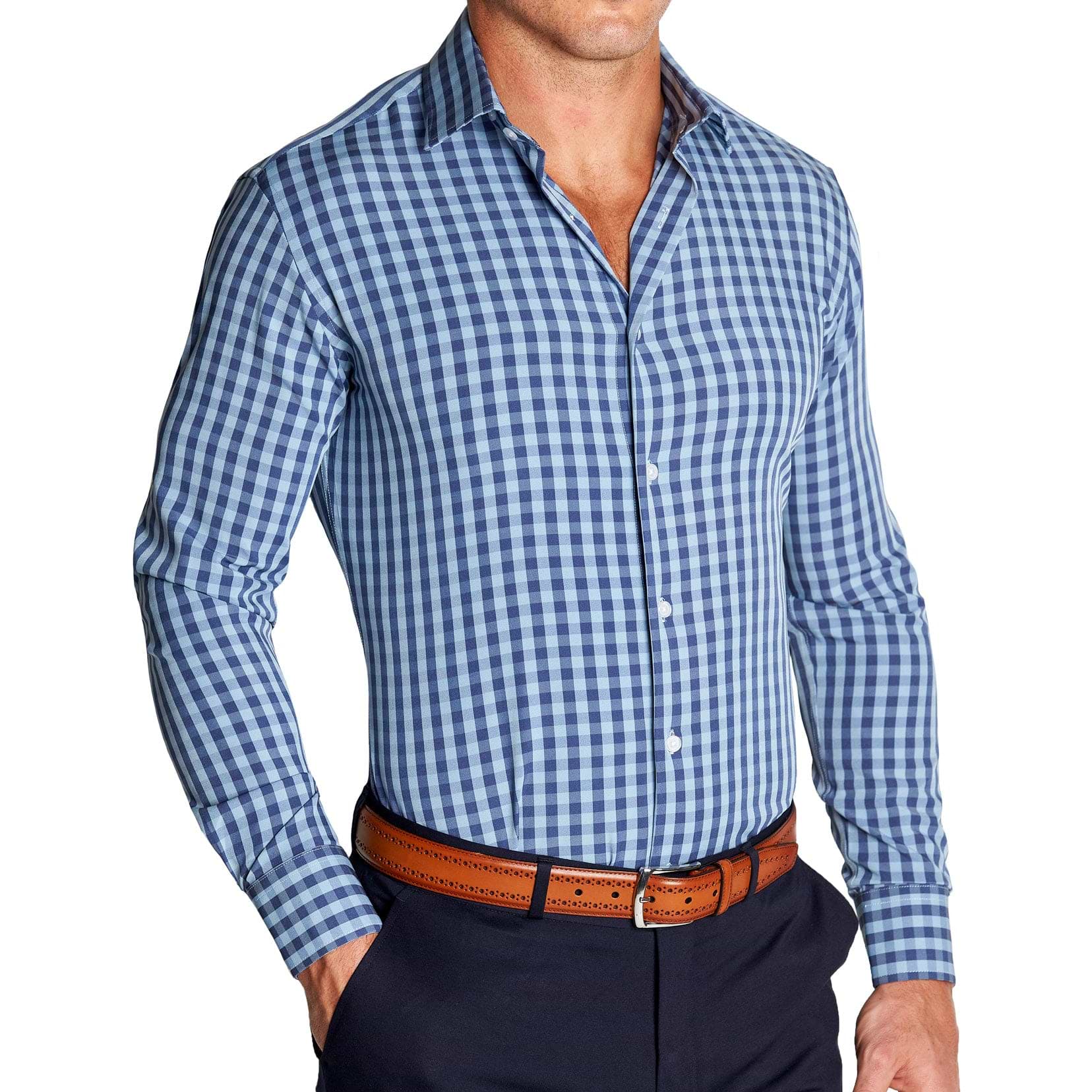 "The Henry" Steel Blue and Light Blue Big Gingham