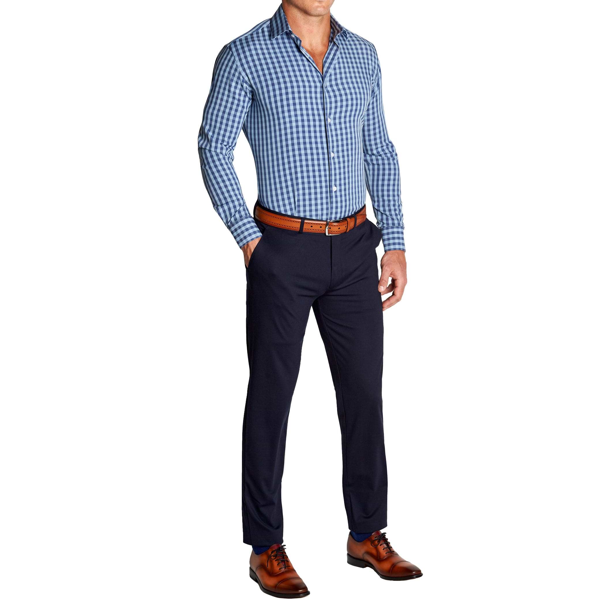"The Henry" Steel Blue and Light Blue Big Gingham