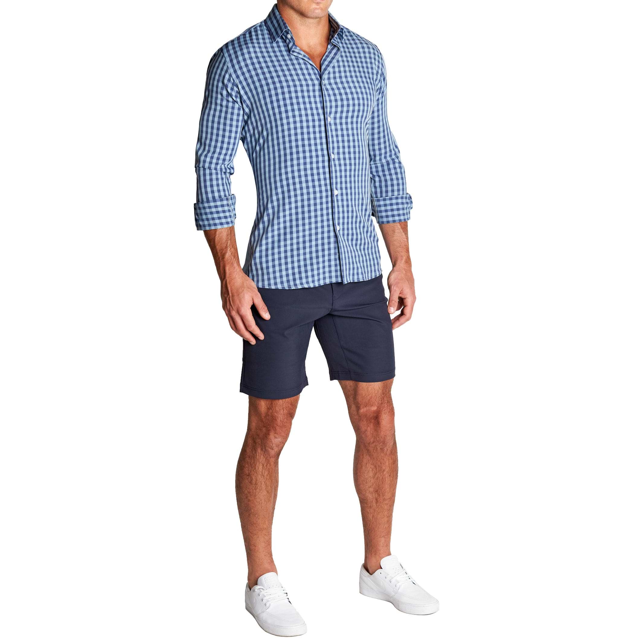 "The Henry" Steel Blue and Light Blue Big Gingham