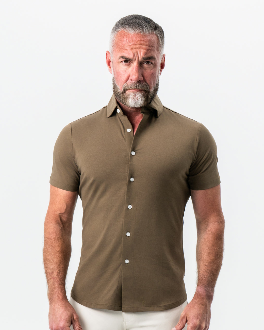 "The Lincoln" Olive Short Sleeve Button Down