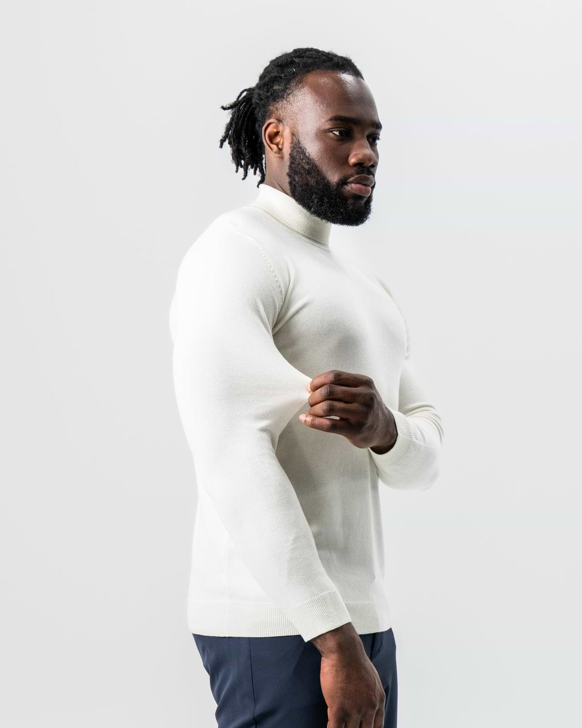 Mid-Weight Wool Turtleneck - Cream