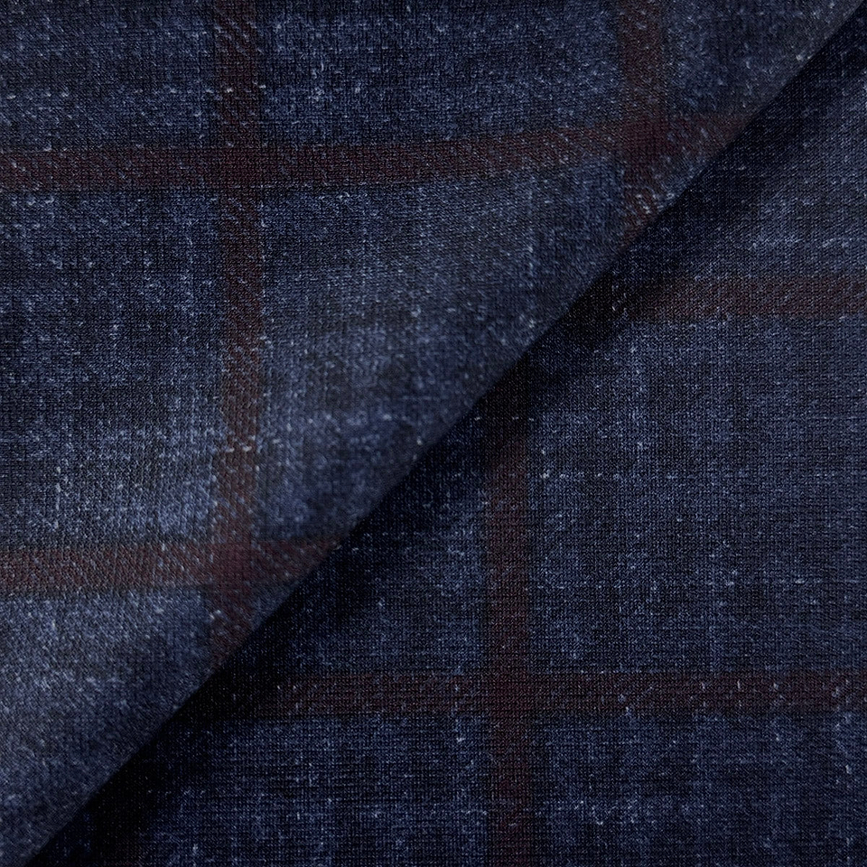Athletic Fit Stretch Suit - Navy & Maroon Windowpane