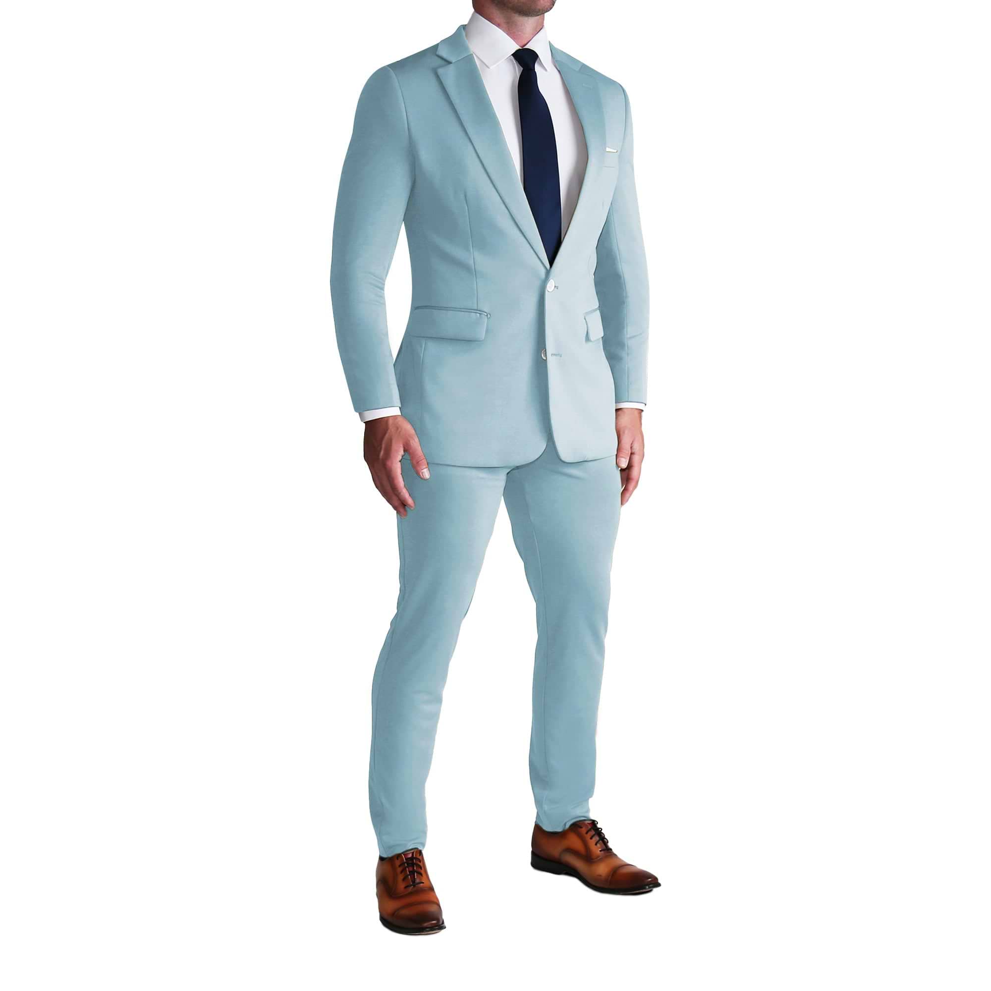 Athletic Fit Stretch Suit - Solid Cool Blue
