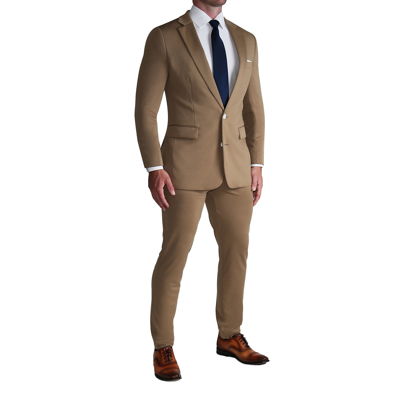 Athletic Fit Stretch Blazer - Solid Dark Tan