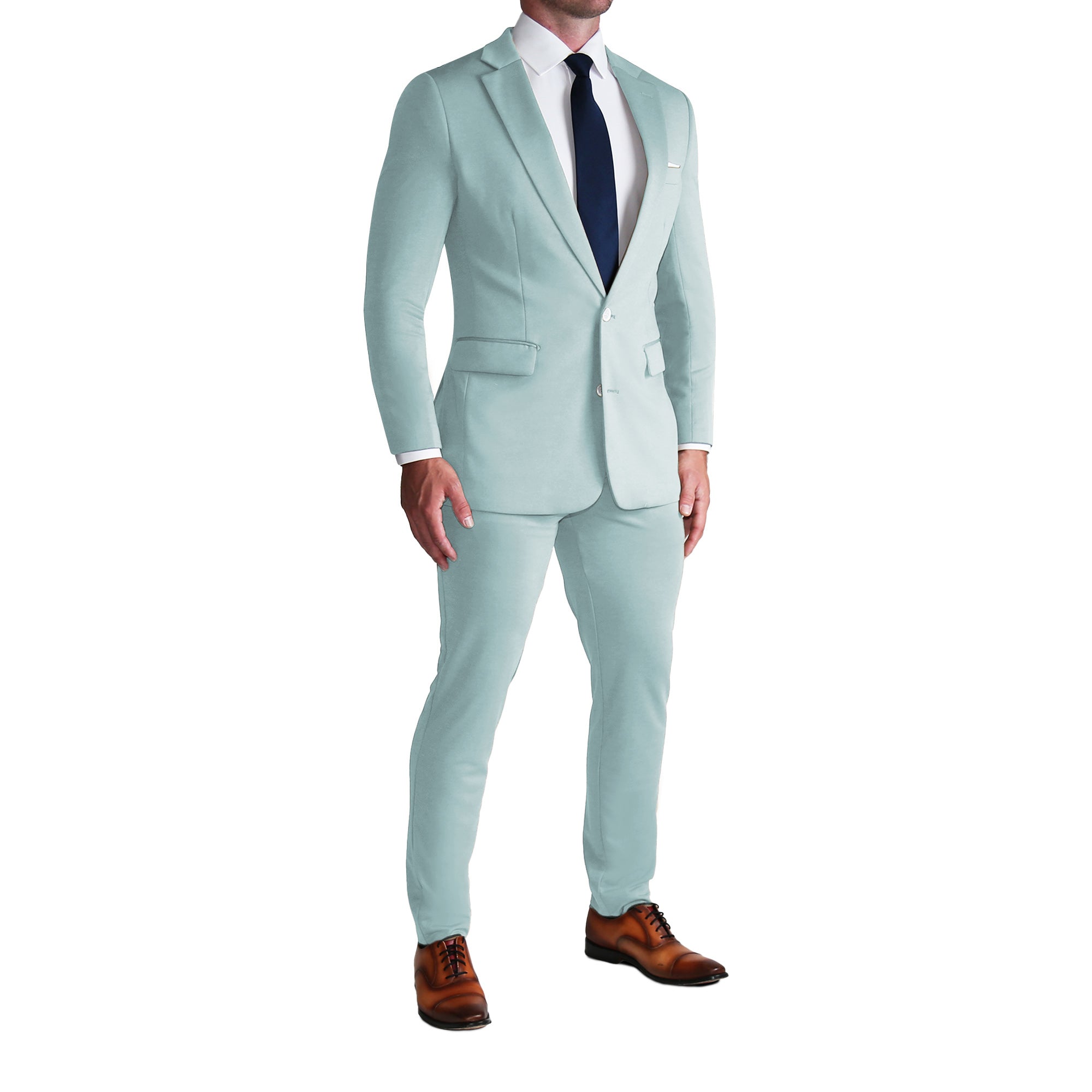 Athletic Fit Stretch Suit - Solid Cool Blue