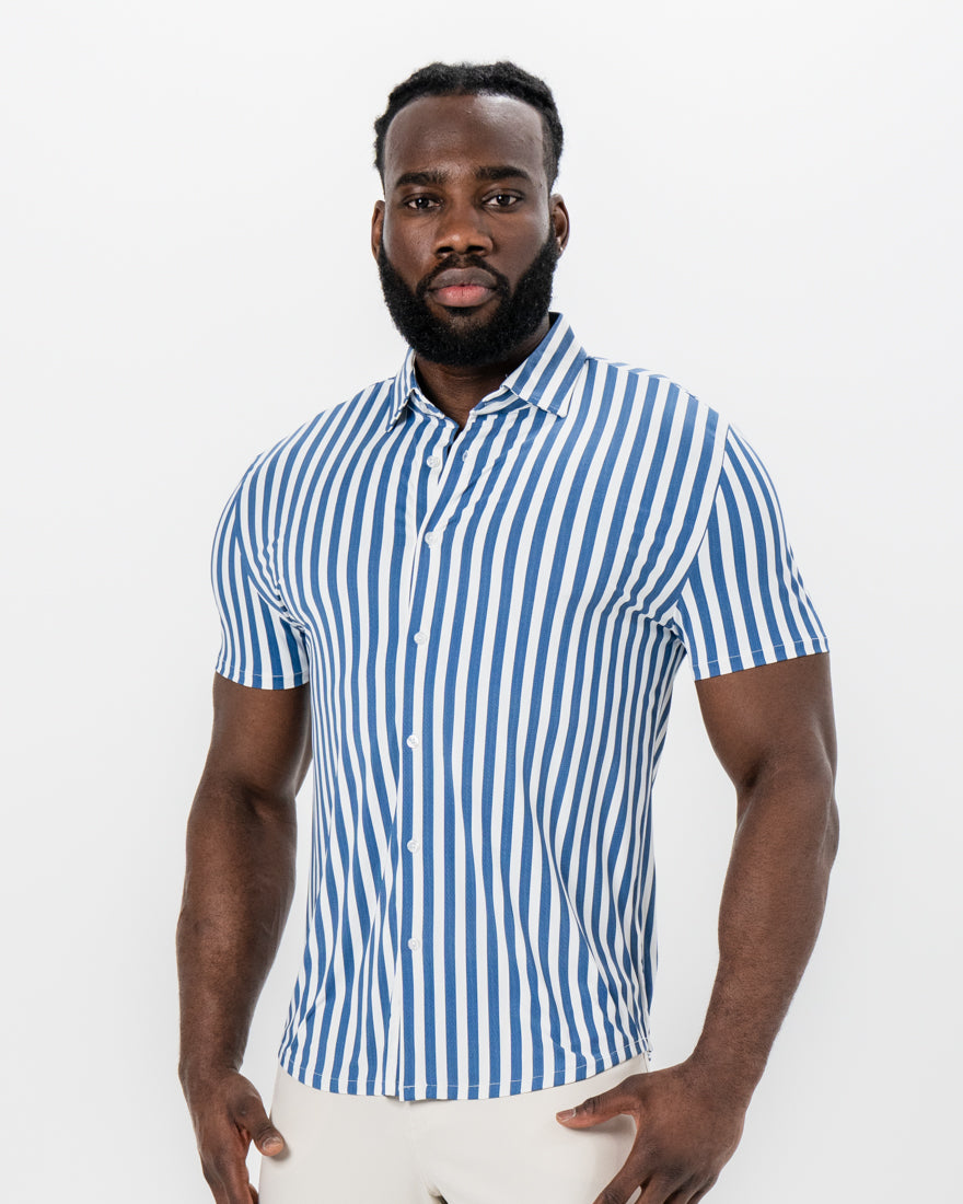 "The Bay" Navy & White Bengal Stripe