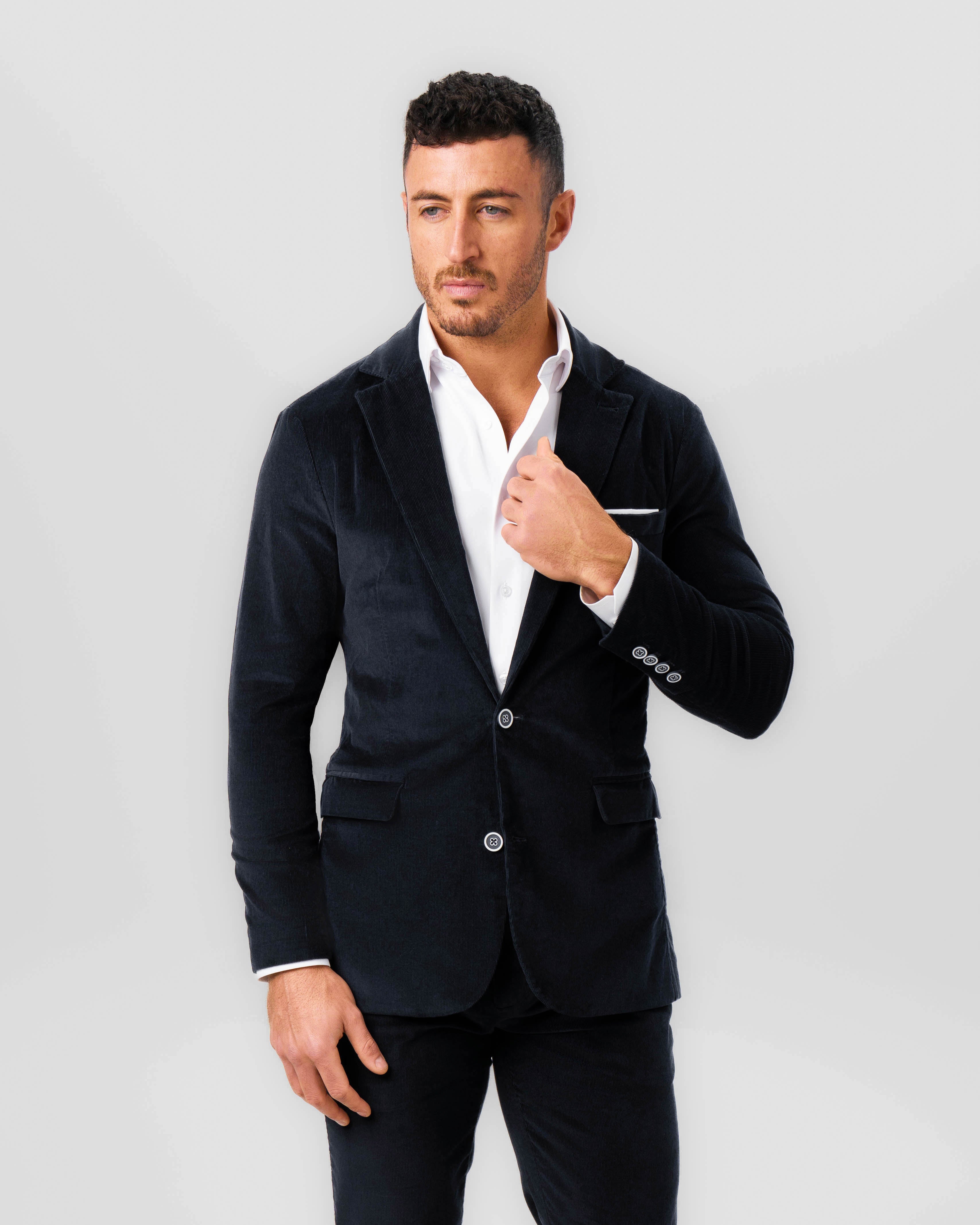 Unstructured Corduroy Blazer - Dark Navy