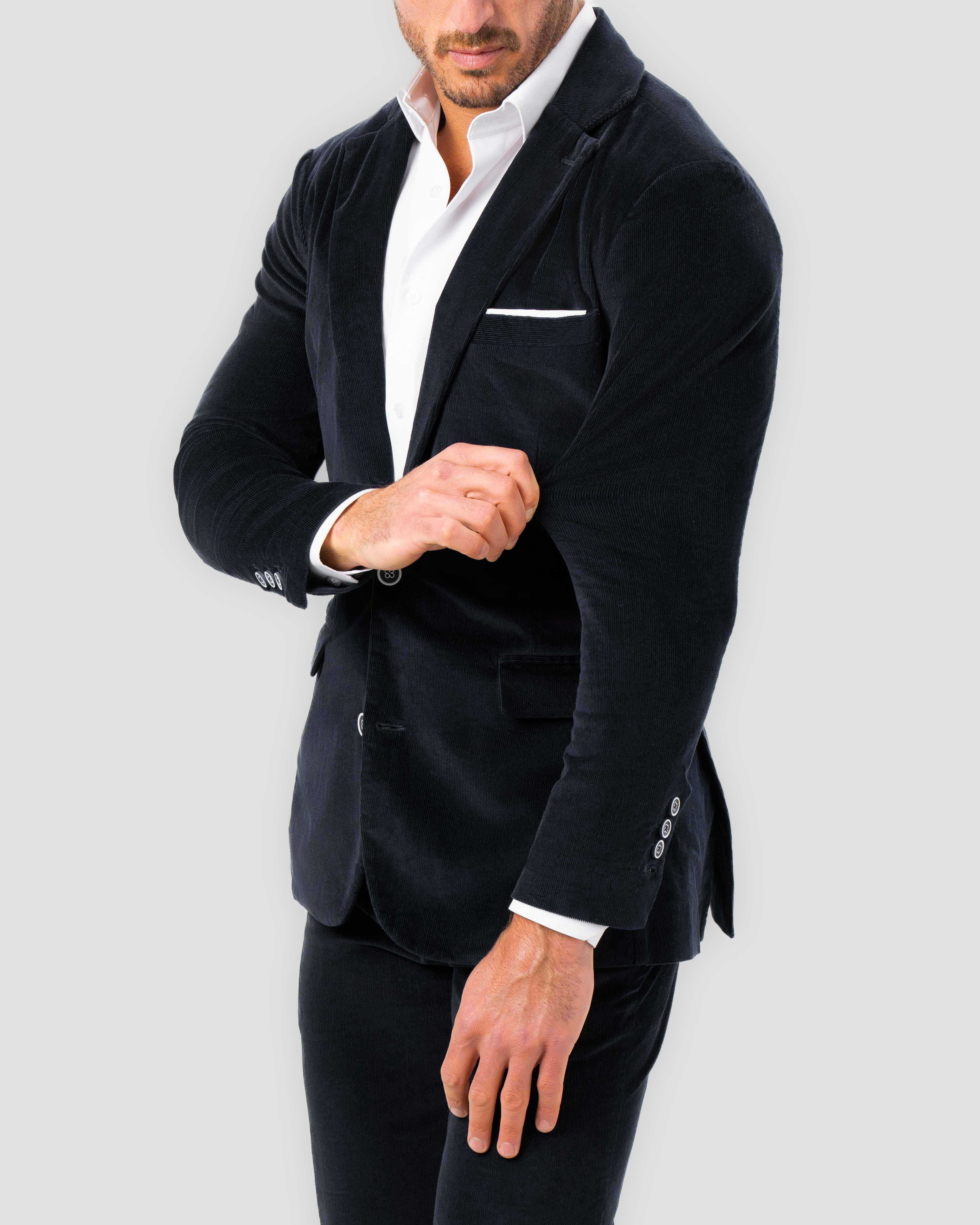 Unstructured Corduroy Blazer - Dark Navy