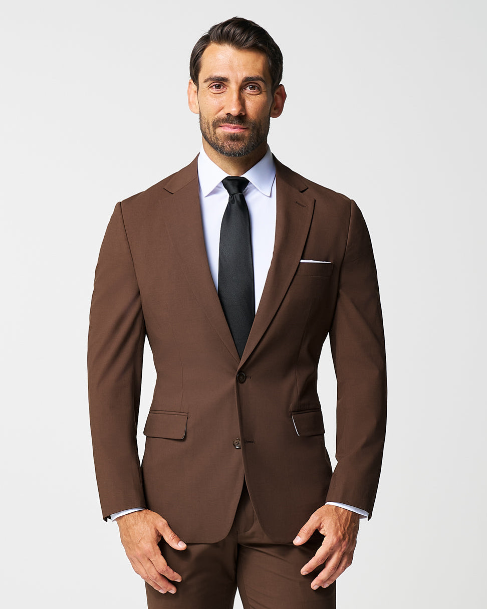 Athletic Fit Stretch Blazer - Lightweight Heathered Chocolate