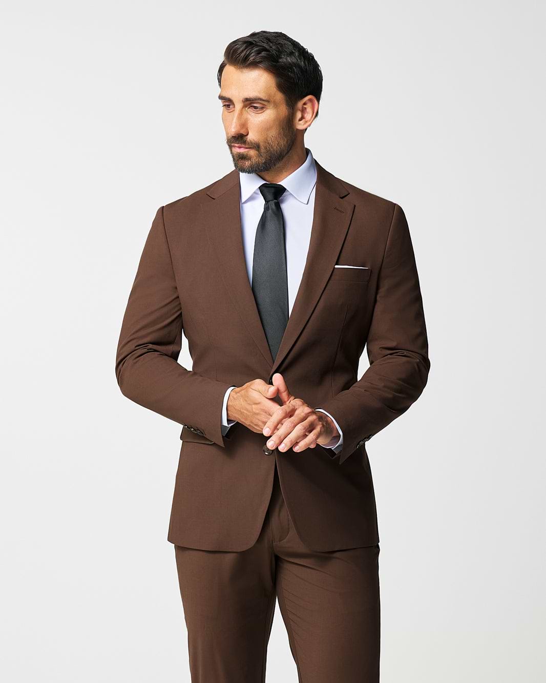 Athletic Fit Stretch Blazer - Lightweight Heathered Chocolate