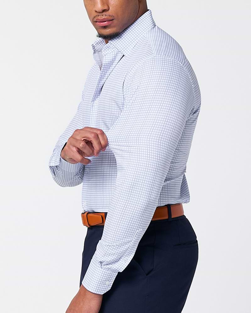 "The Baxter" Blue Mini Line Patterned Windowpane - Classic Fit