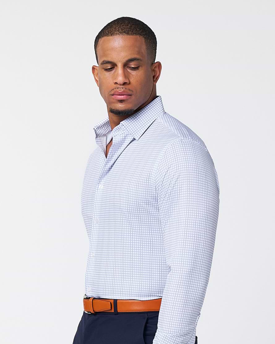 "The Baxter" Blue Mini Line Patterned Windowpane - Classic Fit