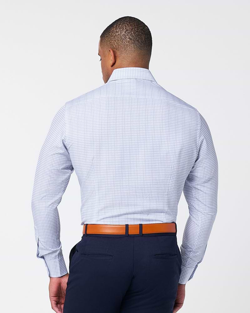 "The Baxter" Blue Mini Line Patterned Windowpane - Classic Fit
