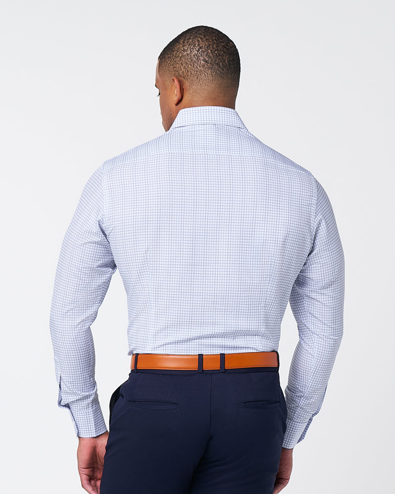 "The Baxter" Blue Mini Line Patterned Windowpane - Classic Fit