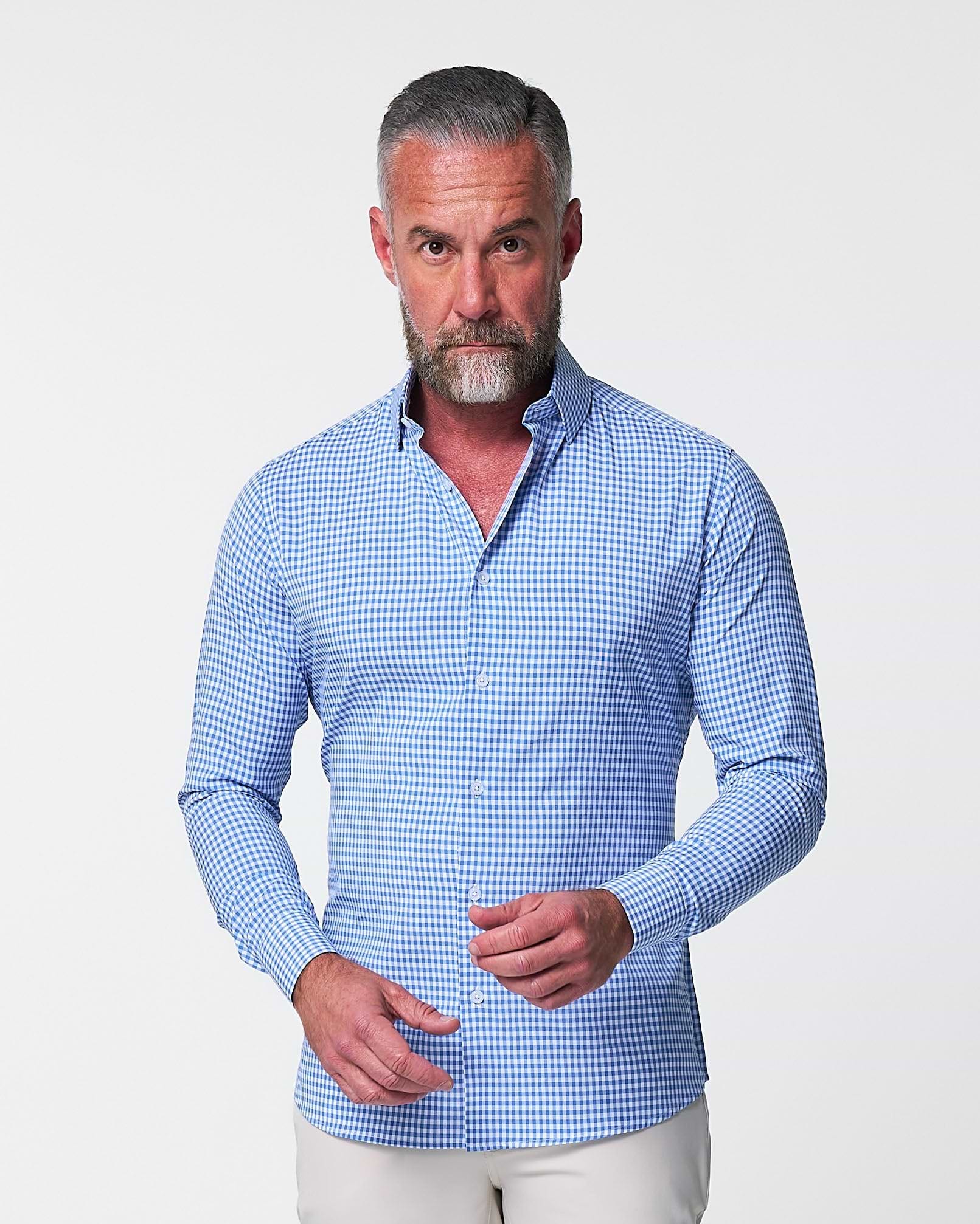 "The Bonino" Blue Gingham - Classic Fit