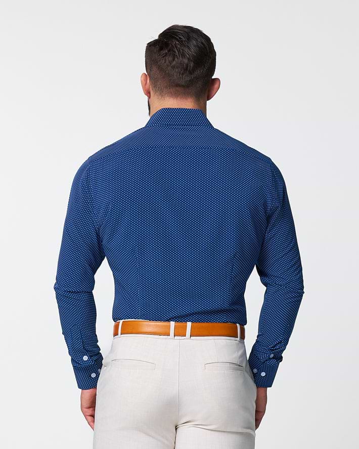 "The Boylston" Navy with White Polka Dots