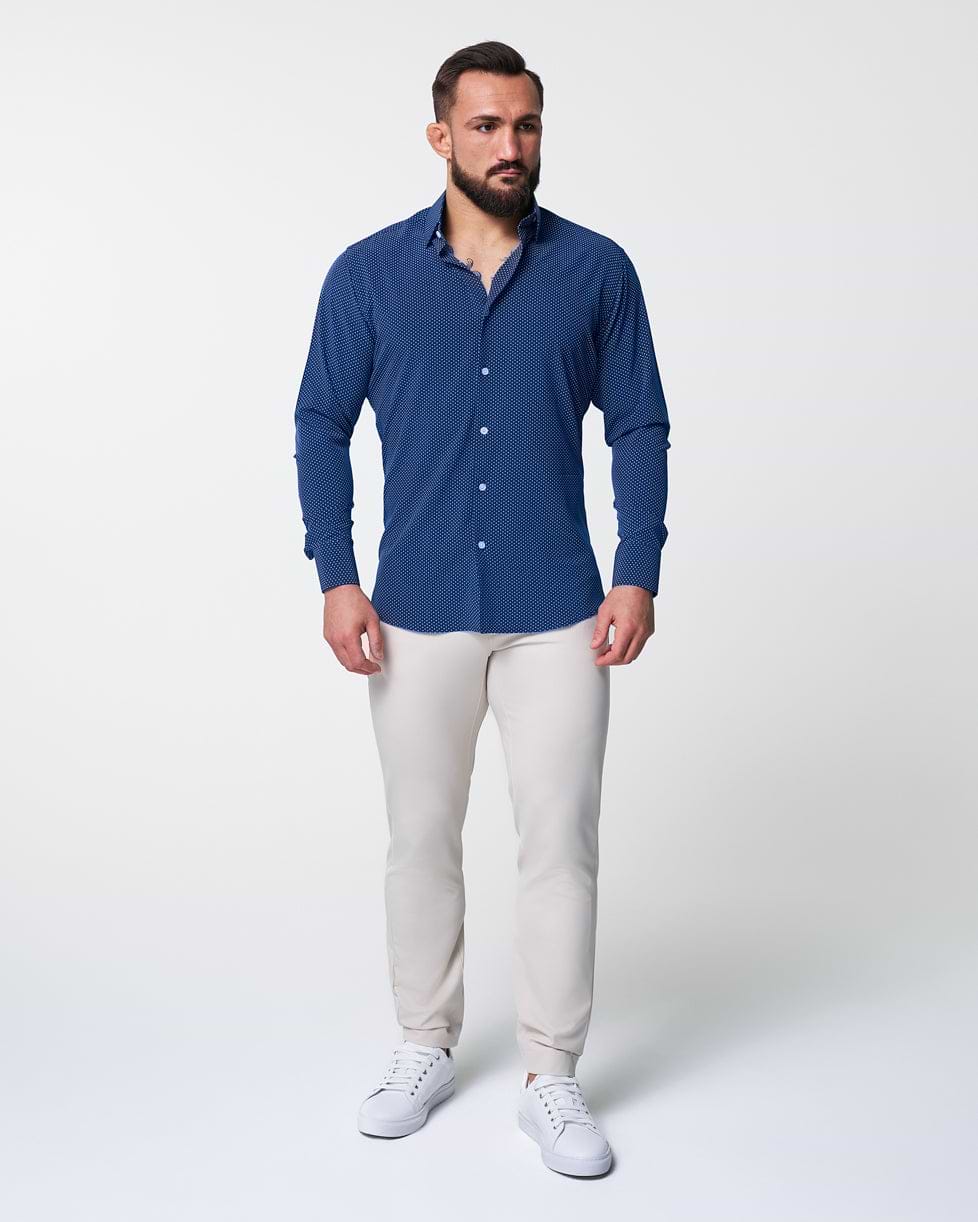 "The Boylston" Navy with White Polka Dots