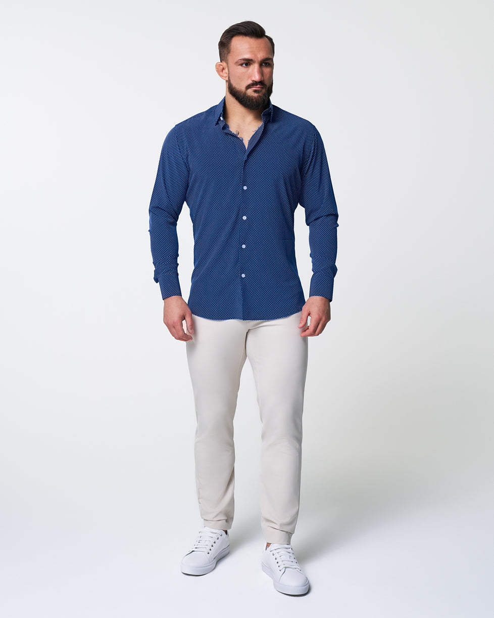 "The Boylston" Navy with White Polka Dots - Classic Fit