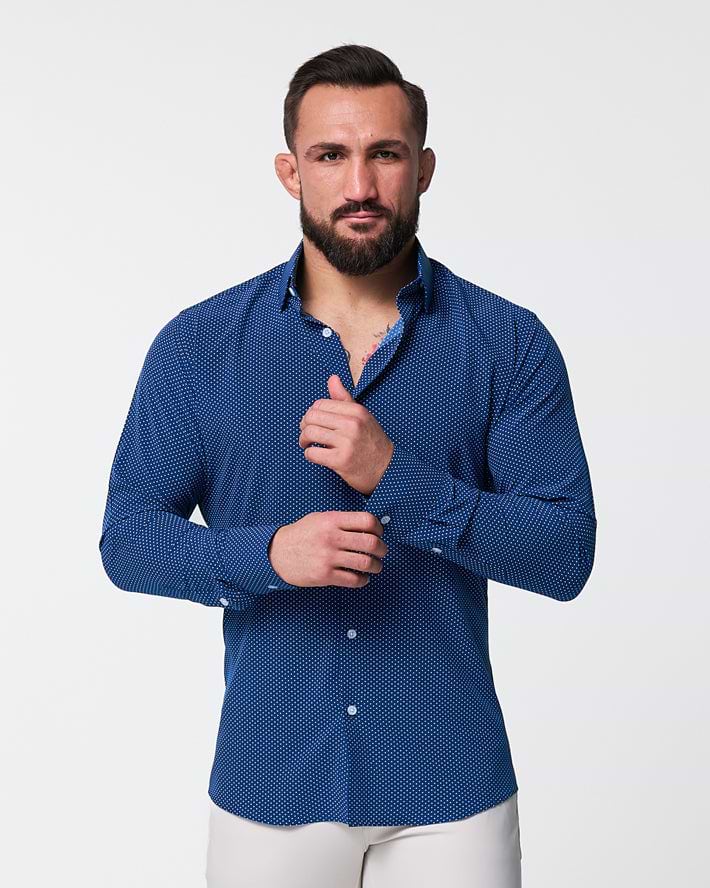 "The Boylston" Navy with White Polka Dots