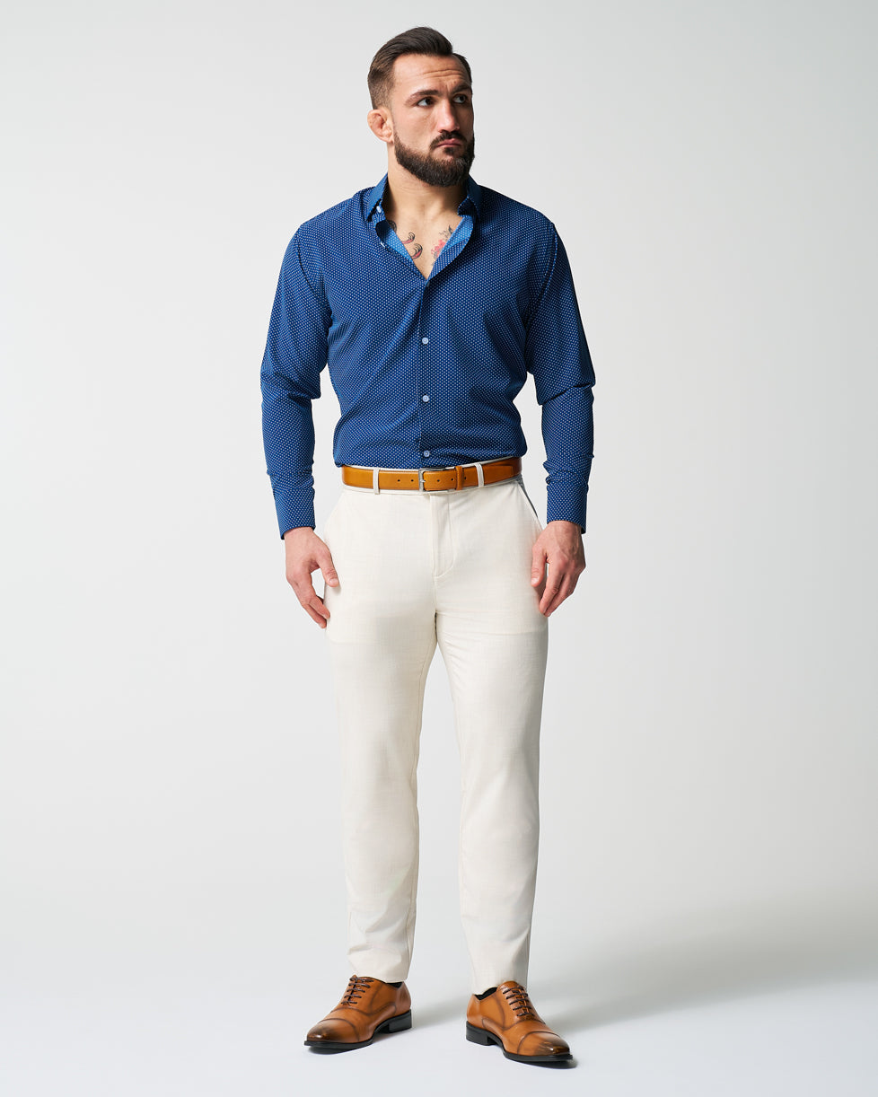 "The Boylston" Navy with White Polka Dots - Classic Fit