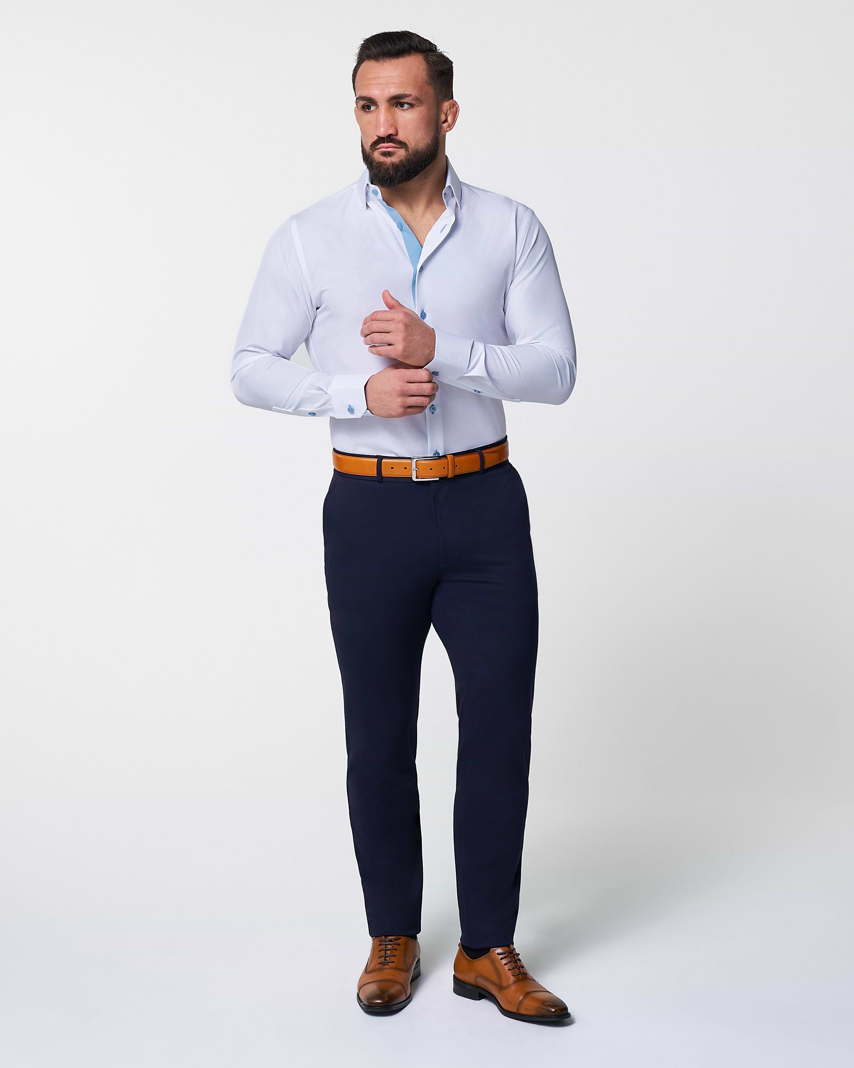 "The Briggs" Solid White with Light Blue Accents