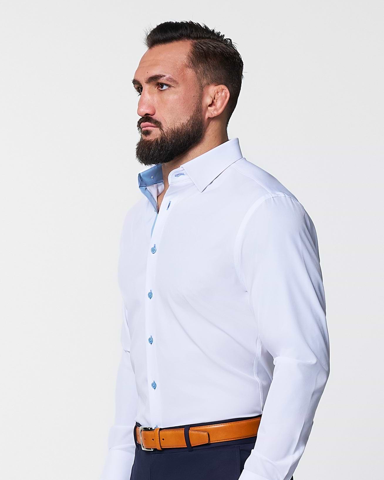 "The Briggs" Solid White with Light Blue Accents