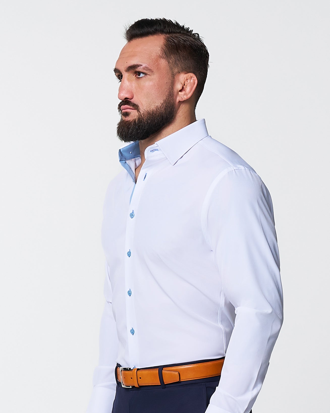 "The Briggs" Solid White with Light Blue Accents