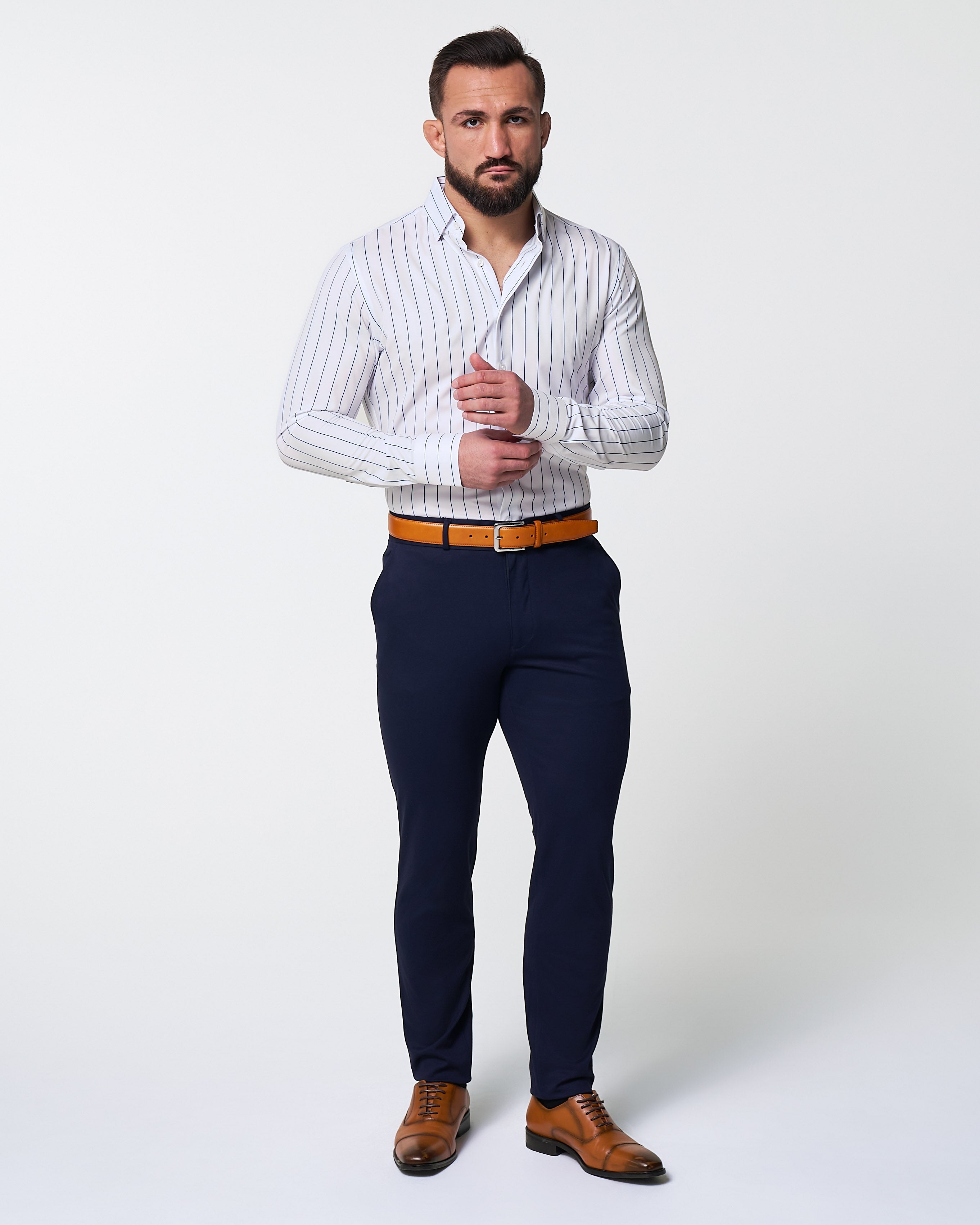 "The Cape" Wide Navy Stripe