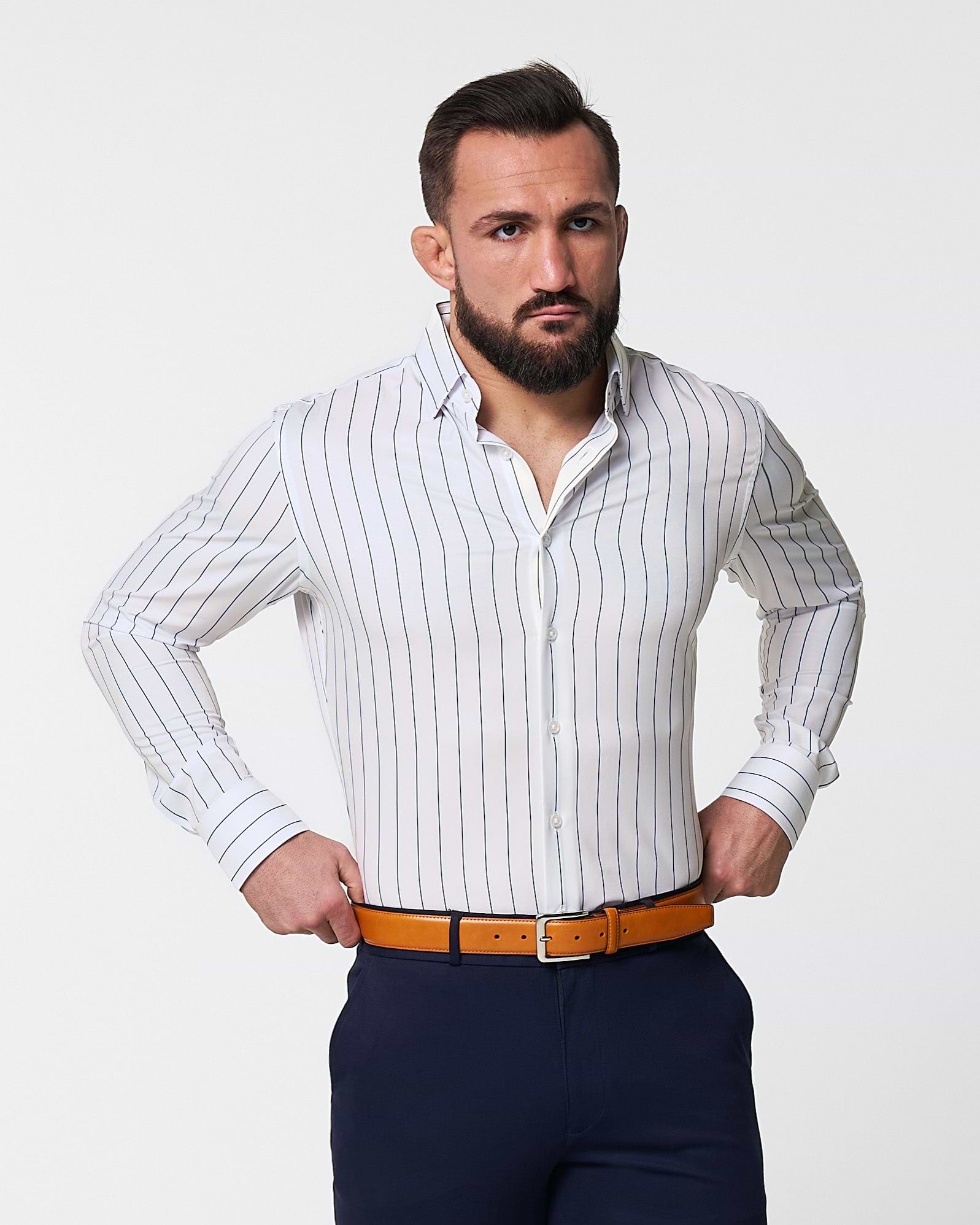 "The Cape" Wide Navy Stripe