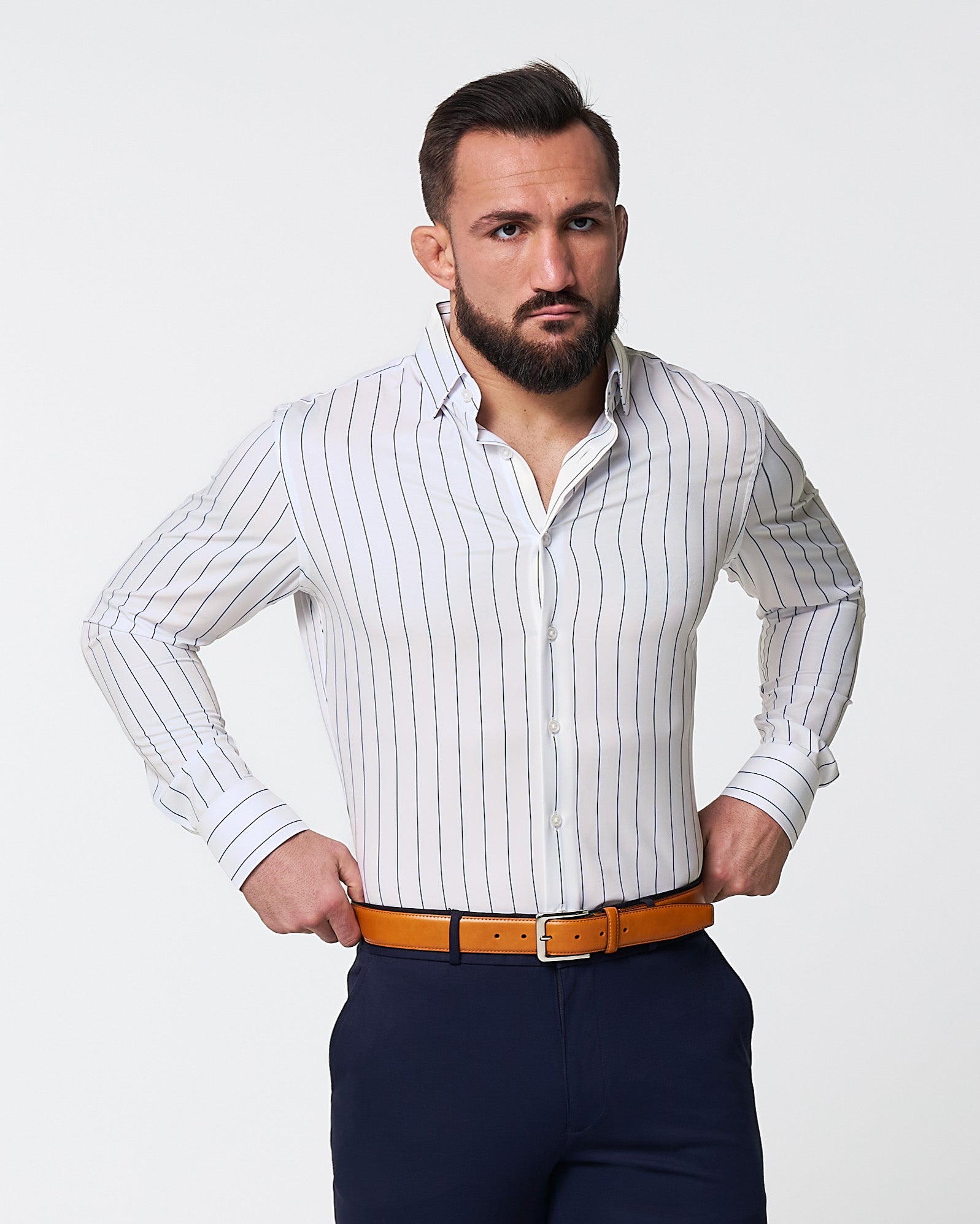 "The Cape" Wide Navy Stripe