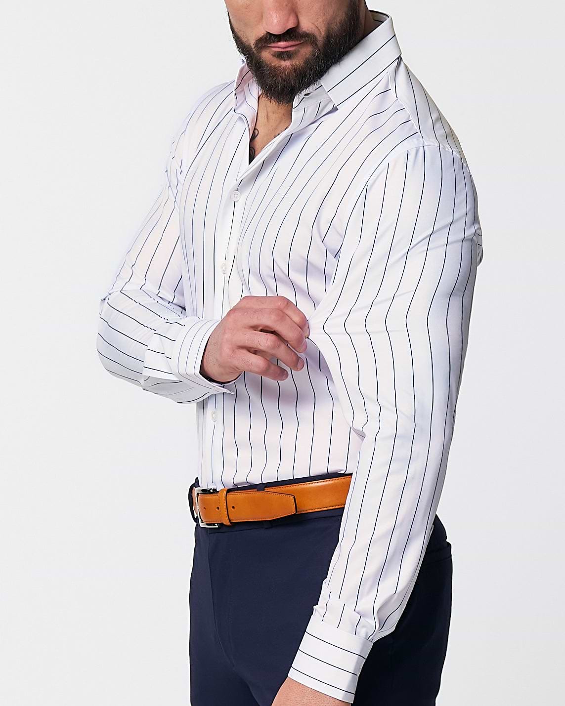 "The Cape" Wide Navy Stripe