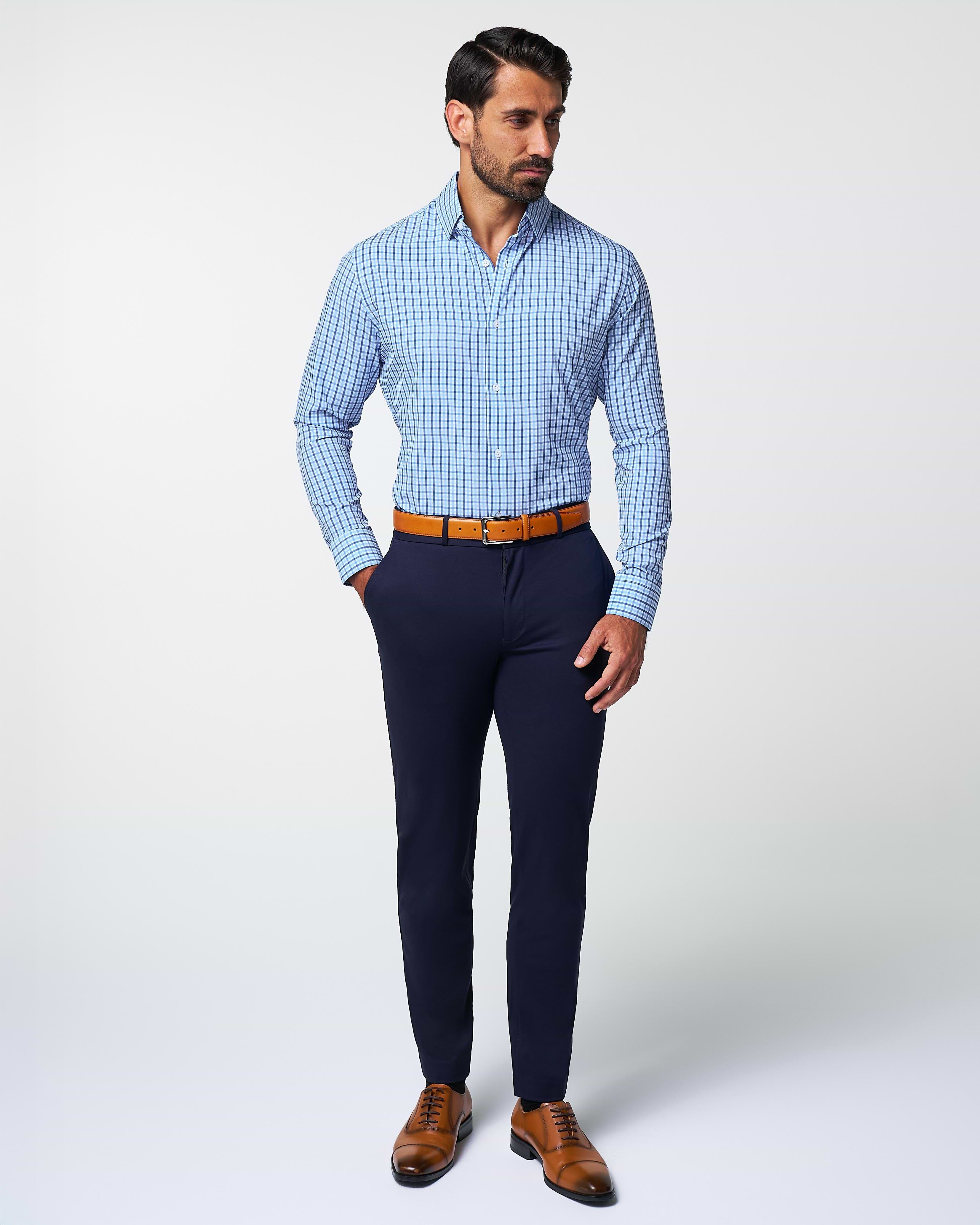 "The Emmett" Light Blue, White & Navy Mid Check